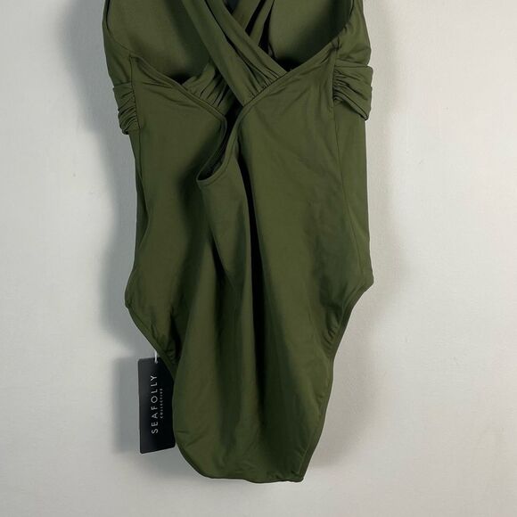 Seafolly Australia Collective Cross Back One Piece Swimsuit in Olive Sz 12 NEW - Picture 10 of 12